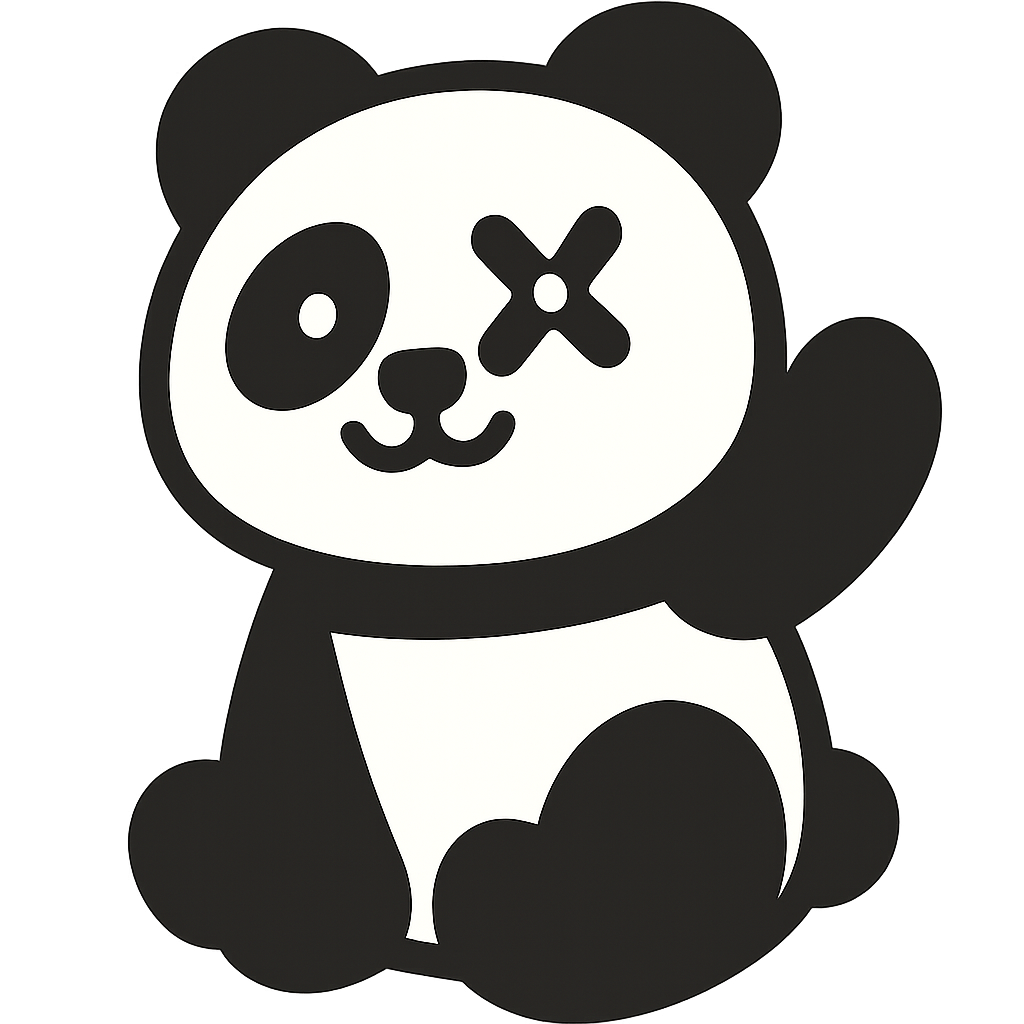 Xpanda Marketing panda mascot with X on eye logo